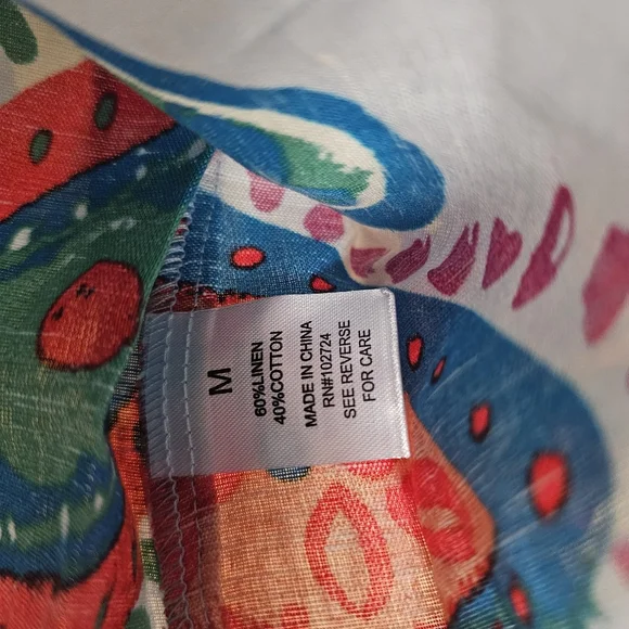 Hester & Orchard Anthropologie Linen Blend Paisley Top M Boho Resortwear Beachy - Picture 5 of 10